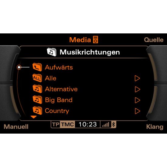 A2DP Bluetooth Interface mit Titellisten, MDI/AMI