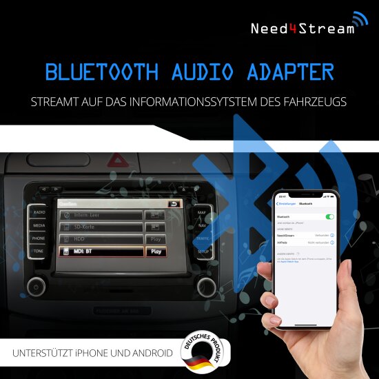 A2DP Bluetooth Interface mit Titelanzeige für VW RCD/RNS