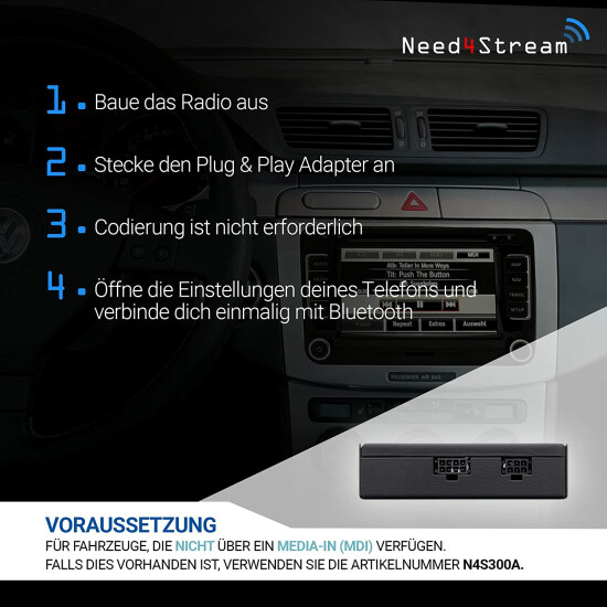 A2DP Bluetooth Interface mit Titelanzeige für VW RCD/RNS